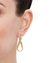 Italian Gold Textured Infinity Style Hoop Earrings in 10k Gold