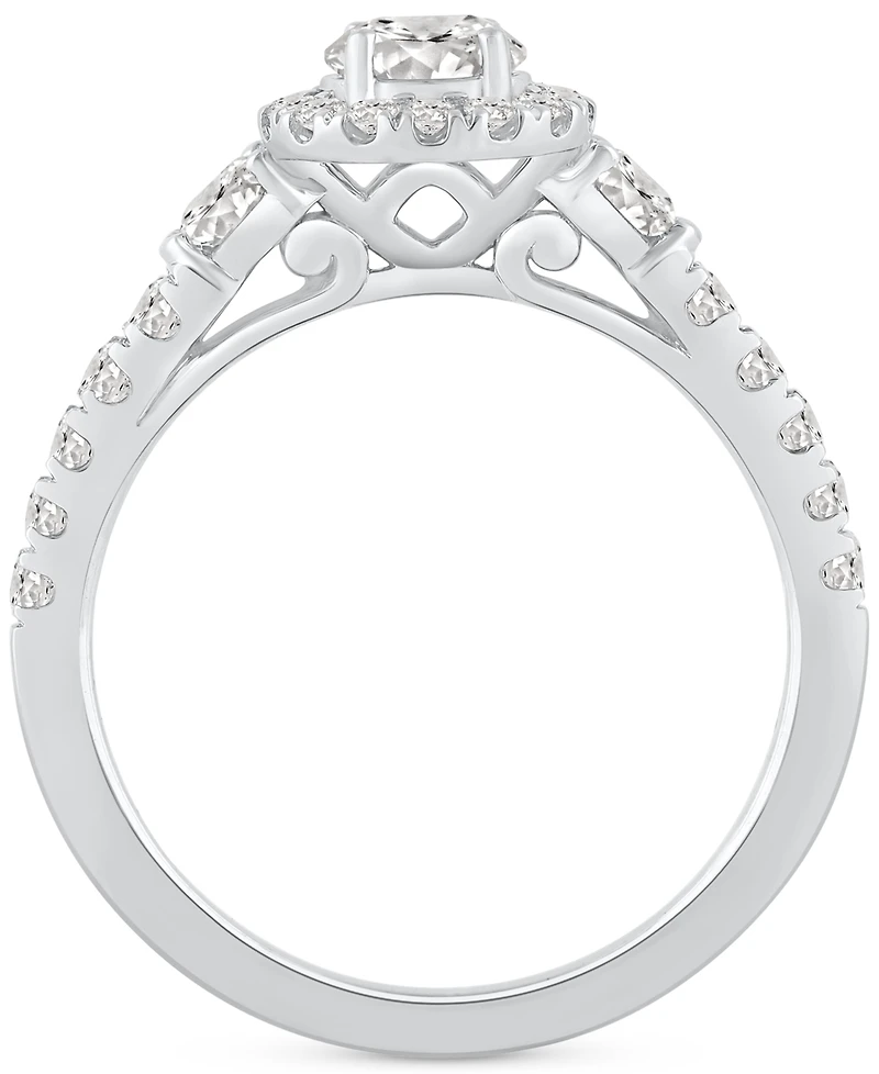 Diamond Halo Engagement Ring (1 ct. t.w.) in 14k White Gold