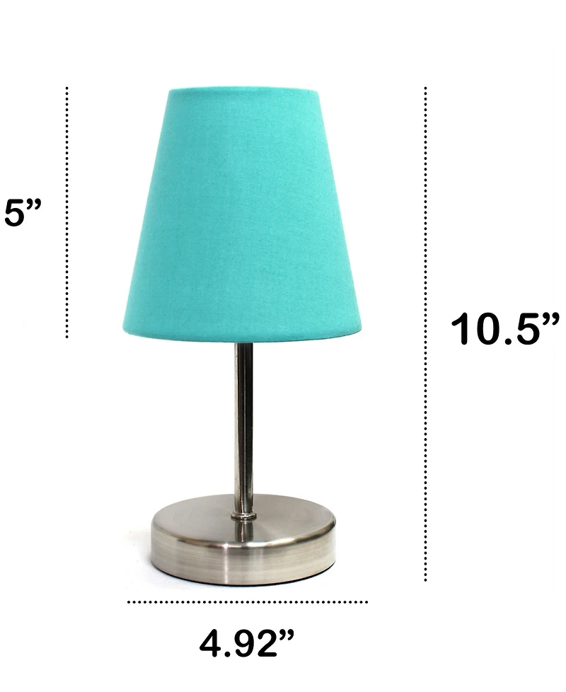 Creekwood Home Nauru 10.5" Traditional Petite Metal Stick Bedside Table Desk Lamp with Fabric Empire Shade
