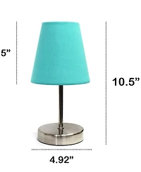 Creekwood Home Nauru 10.5" Traditional Petite Metal Stick Bedside Table Desk Lamp with Fabric Empire Shade