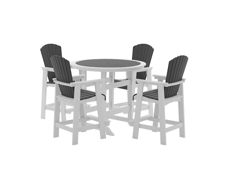Streamdale 5-Piece Outdoor Bar Table & Chairs Set with Adirondack Chairs