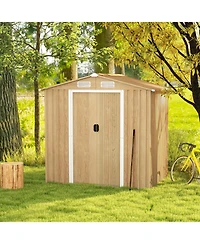 Slickblue 6 x 4 Feet Galvanized Steel Storage Shed with Lockable Sliding Doors