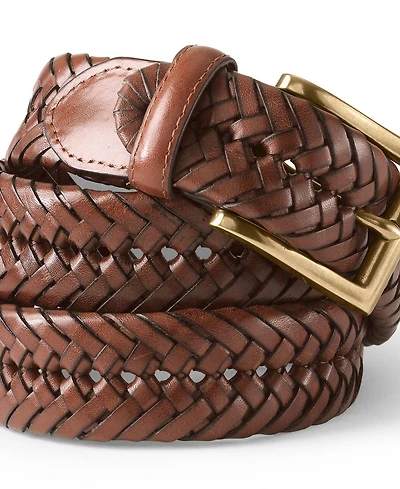 Lands' End Men's Big Leather Braid Belt