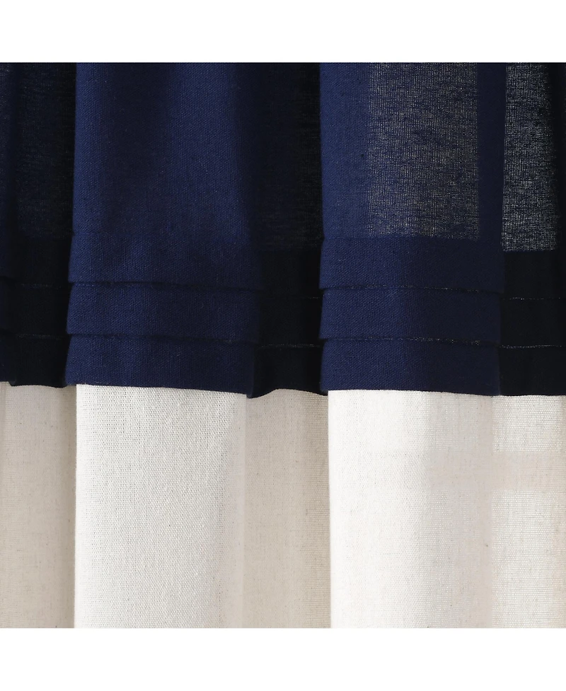 Lush Decor Farmhouse Faux Linen Colorblock Pleated Window Curtain Panels