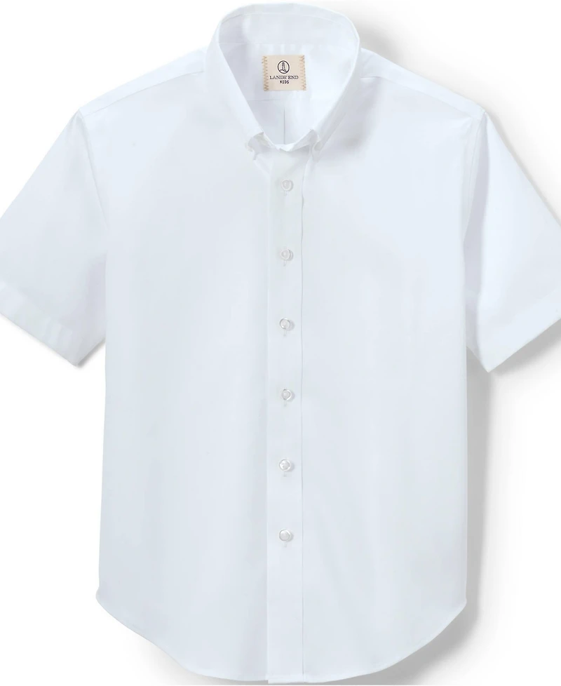 Lands' End Little Boys Short Sleeve No Iron Pinpoint Dress Shirt
