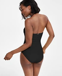 Anne Cole Twist-Front Ruched One-Piece Swimsuit