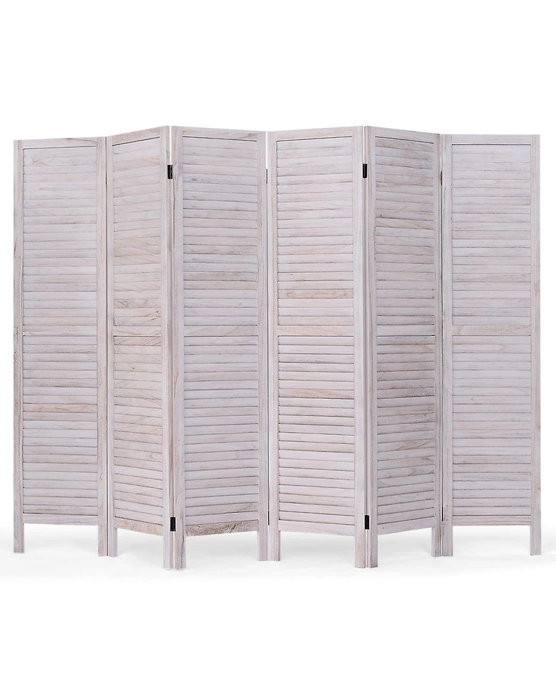 Slickblue 6 Panels Classic Venetian Wooden Slat Room Screen
