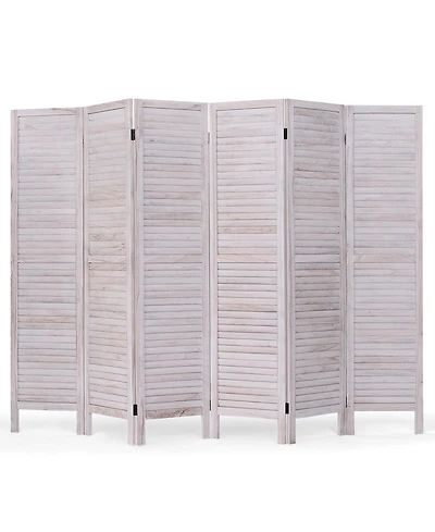 Slickblue 6 Panels Classic Venetian Wooden Slat Room Screen