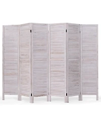 Slickblue 6 Panels Classic Venetian Wooden Slat Room Screen