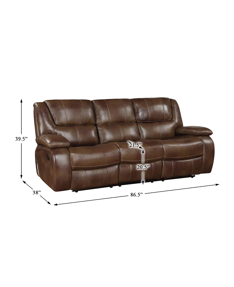 White Label Ouray 87" Leather Double Reclining Sofa