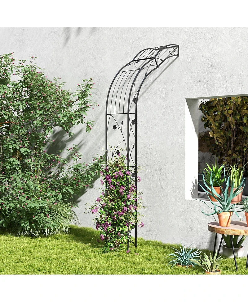 Slickblue Garden Arch Arbor Trellis for Climbing Plants Roses Vines-Black