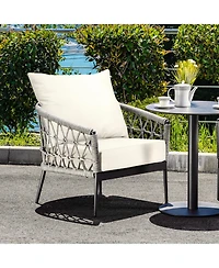 Slickblue Deep Seat Chair Cushion Pads Set with Rope Belts for Indoor and Outdoor