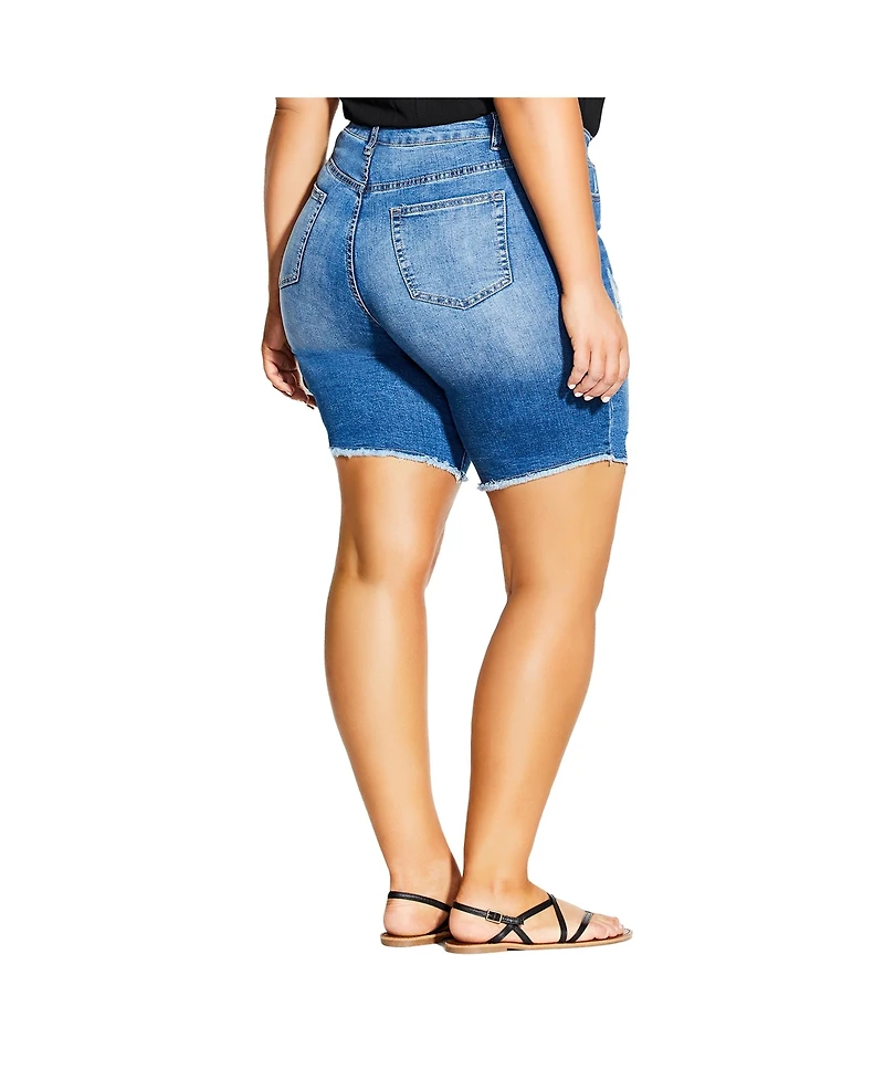City Chic Plus Longline Distressed Short