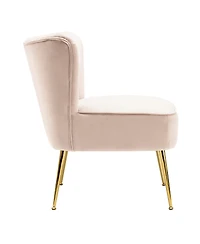 25" Wide Upholstered Tufted Velvet Accent Chair With Metal Leg