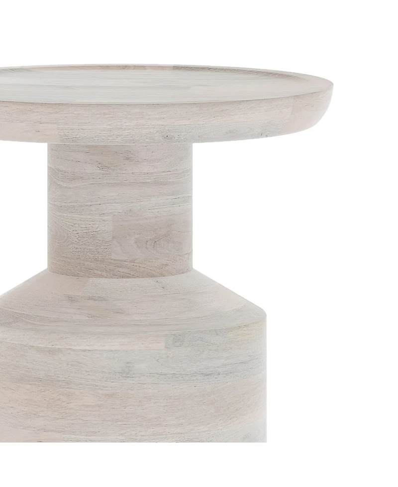 Simpli Home Haynes Solid Mango Wood Wooden Accent Table in White Wash