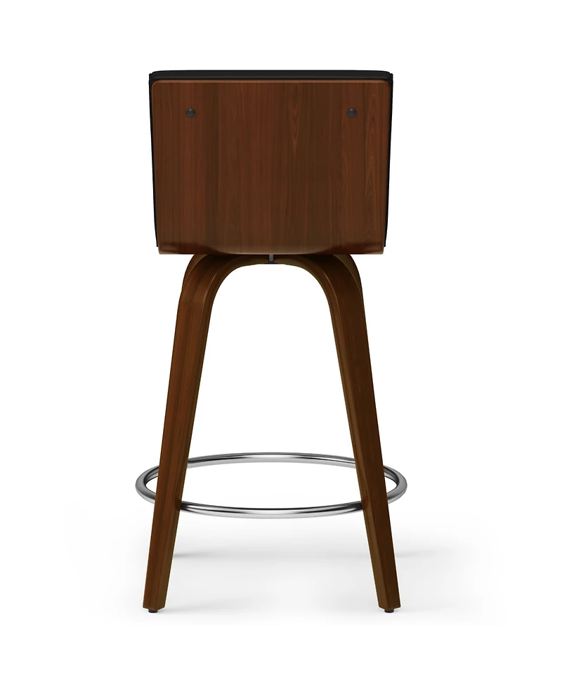 Simpli Home Roland Counter Height Stool in Black Pu Leather