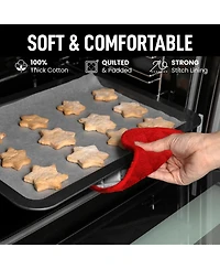 3-Pack Cotton Pot Holders for Kitchen - Heat Resistant, Machine Washable, & Comfortable Grip Oven Hot Pads