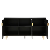 Streamdale Furniture Modern Tv Stand with 3 Doors and Adjustable Shelves for Living Room, Fits TVs Up to 70 Inches, Black
