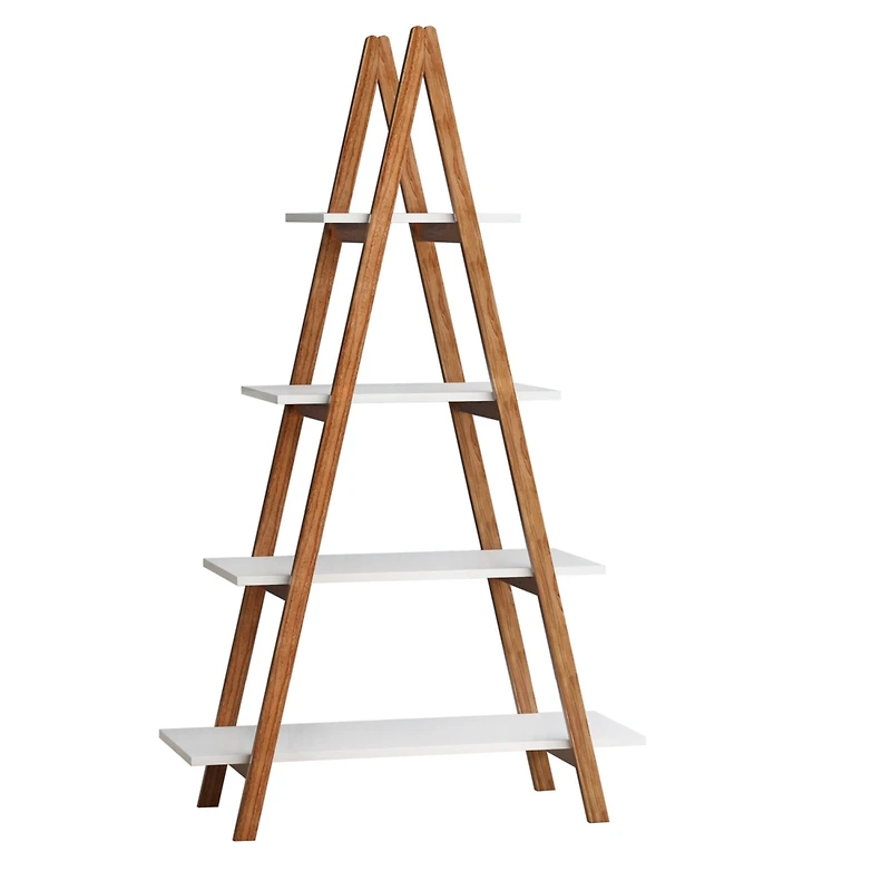 Solid Bamboo Wood Oxford A Frame Ladder Display Bookshelf