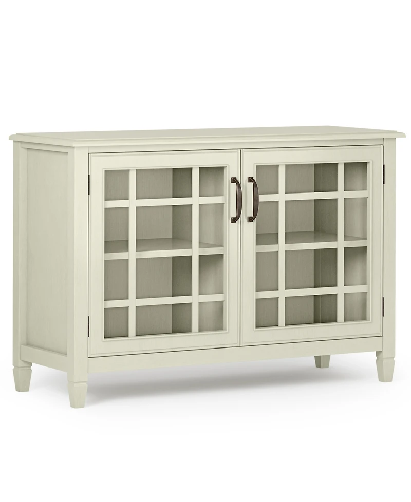 Simpli Home Connaught Solid Wood Low Storage Cabinet in Antique White