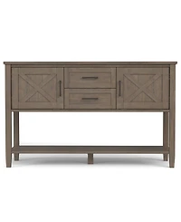 Simpli Home Ela Solid Wood Console Table in Smoky Brown
