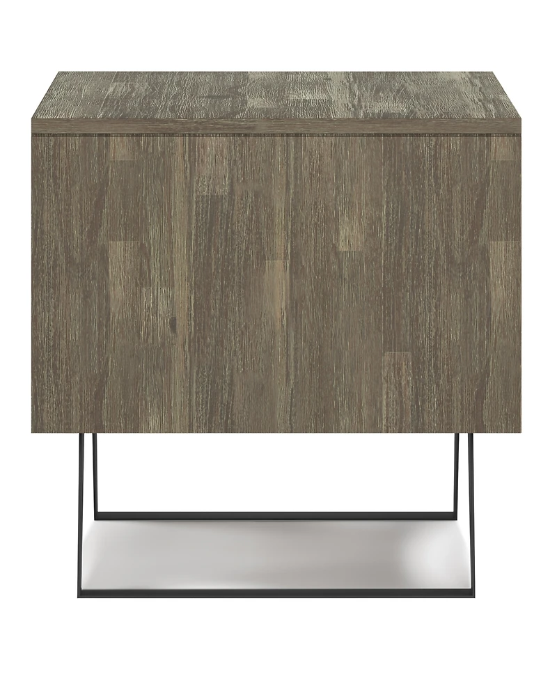 Simpli Home Lowry Solid Acacia Wood End Table in Distressed Grey