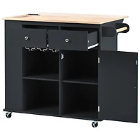 Streamdale Kitchen Storage Island with Power Outlet and Wine Rack