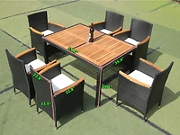 Streamdale 7-Piece Wicker Dining Set with Acacia Top