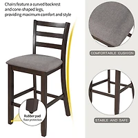 Streamdale Furniture 5-Piece Wooden Counter Height Dining Set With Padded Chairs And Storage Shelving
