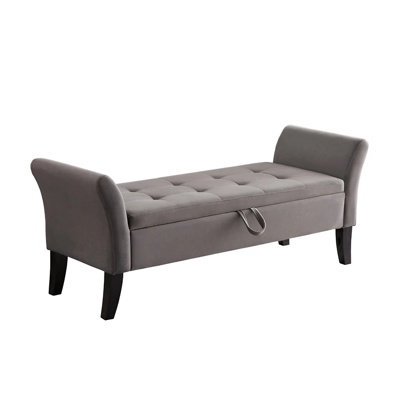 Streamdale Furniture 51.5" Bed Bench With Storage Grey Velvet