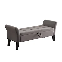 Streamdale Furniture 51.5" Bed Bench With Storage Grey Velvet