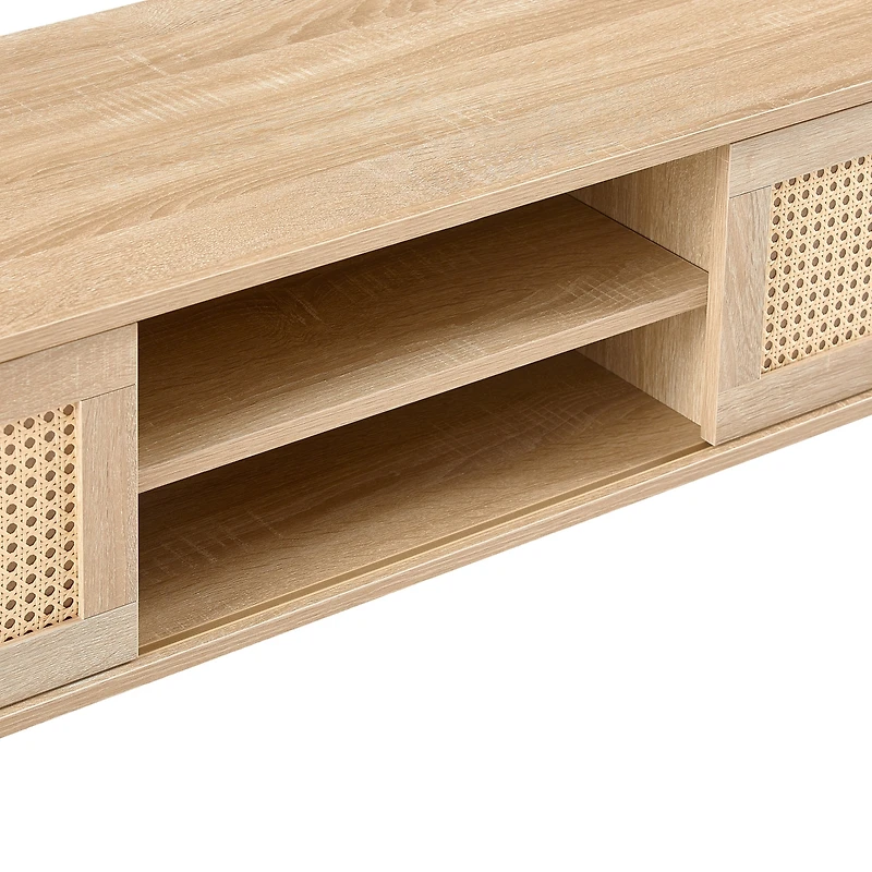 Streamdale Natural Rattan Tv Cabinet with Sliding Doors