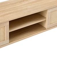 Streamdale Natural Rattan Tv Cabinet with Sliding Doors