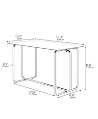 1-Piece Rectangle Dining Table With Metal Frame, Tempered Glass Dining Table For Kitchen Room, Black
