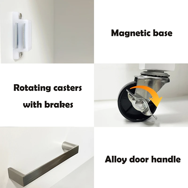 Simplie Fun Kitchen Island Rolling Trolley Cart With Towel Rack Rubber Wood Tabletop