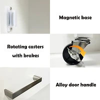 Simplie Fun Kitchen Island Rolling Trolley Cart With Towel Rack Rubber Wood Tabletop