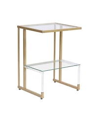 Streamdale Furniture Golden Side Table, 2-Tier Acrylic Glass End Table For Living Room Bedroom