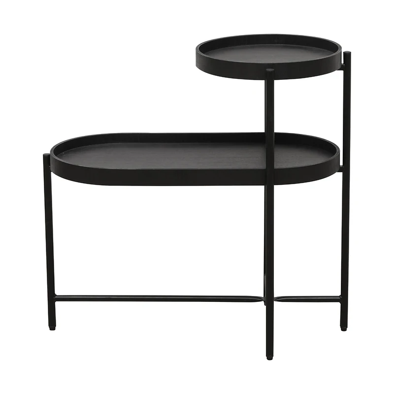 Streamdale Elegant 2-Tier Black Side Table with Storage