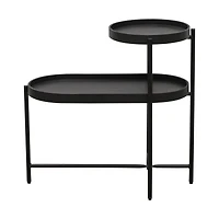 Streamdale Elegant 2-Tier Black Side Table with Storage