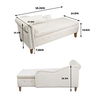 Streamdale Velvet Chaise Lounge with Storage & Pillow