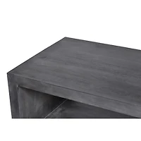 Streamdale Furniture 58" Cube Shaped Wooden Coffee Table With Open Bottom Shelf, Charcoal Gray
