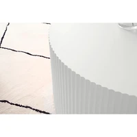 Simplie Fun Contemporary Round Coffee Table with Handcrafted Relief, 35 inch, White