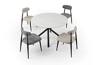 Streamdale Grey Upholstered Dining Chairs (6), Metal Legs