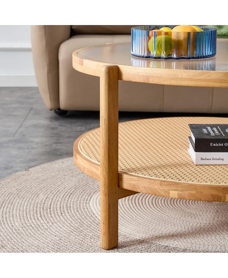 Streamdale Furniture Modern double-layer solid wood tea table