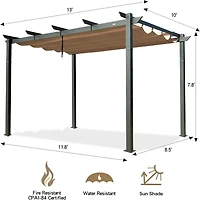 Streamdale Aluminum Pergola with Retractable Sun Shade
