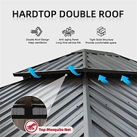 Cedar Wood Framed Hardtop Gazebo with Curtains and Netting