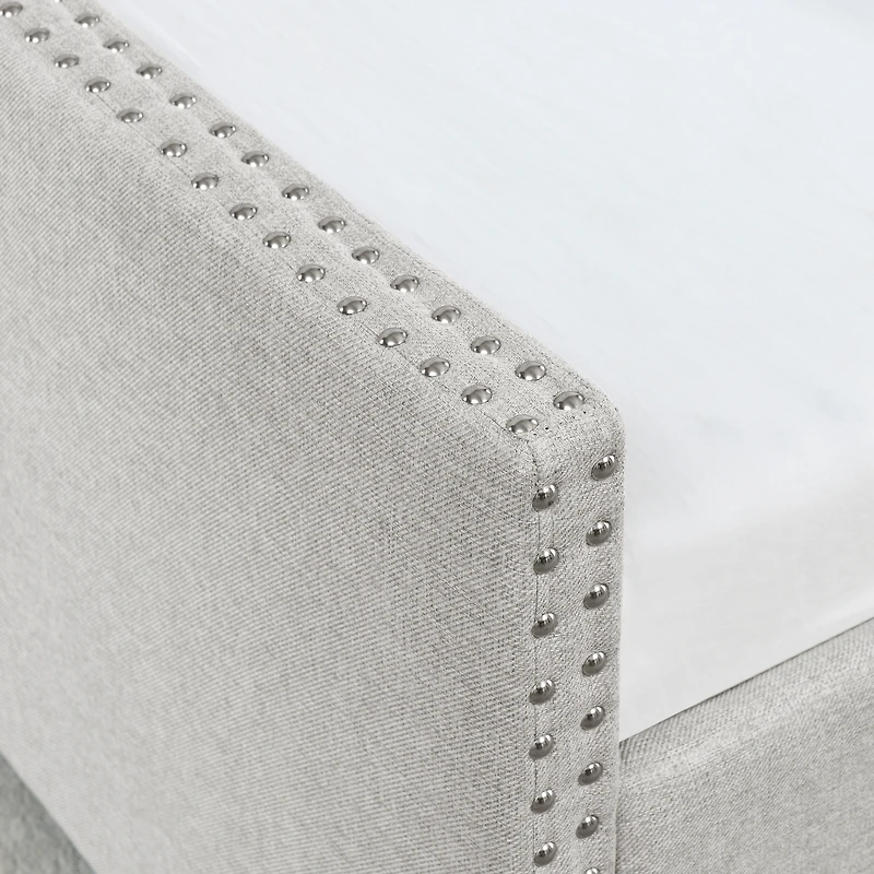 Simplie Fun Queen Size Upholstered Daybed with Drawers, Beige