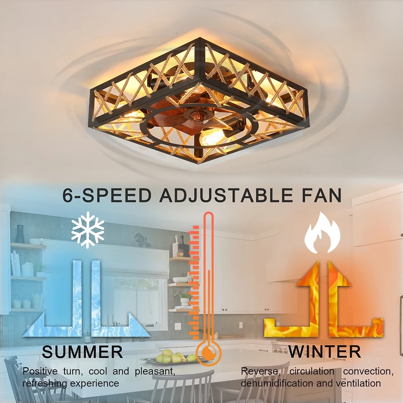 Streamdale Farmhouse Rustic Ceiling Fan with Remote and 6 Speeds