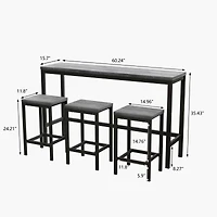 Simplie Fun Gray Modern Dining Table Set with 3 Stools