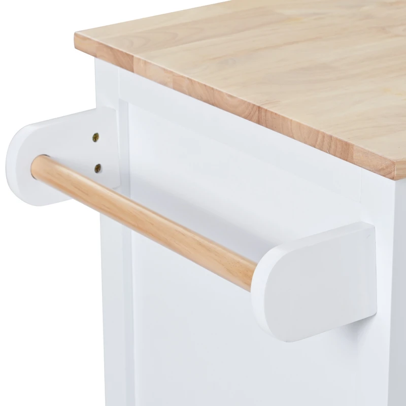 Streamdale Rubber Wood Countertop Kitchen Cart with 8 Drawers